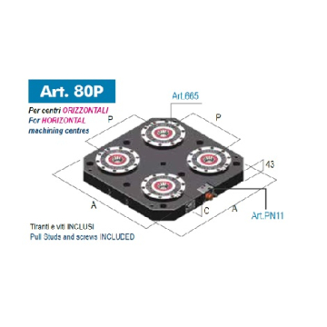 Płyta mocująca gotowa art.80P  630x630mm zawierająca 4 adaptery typ.2